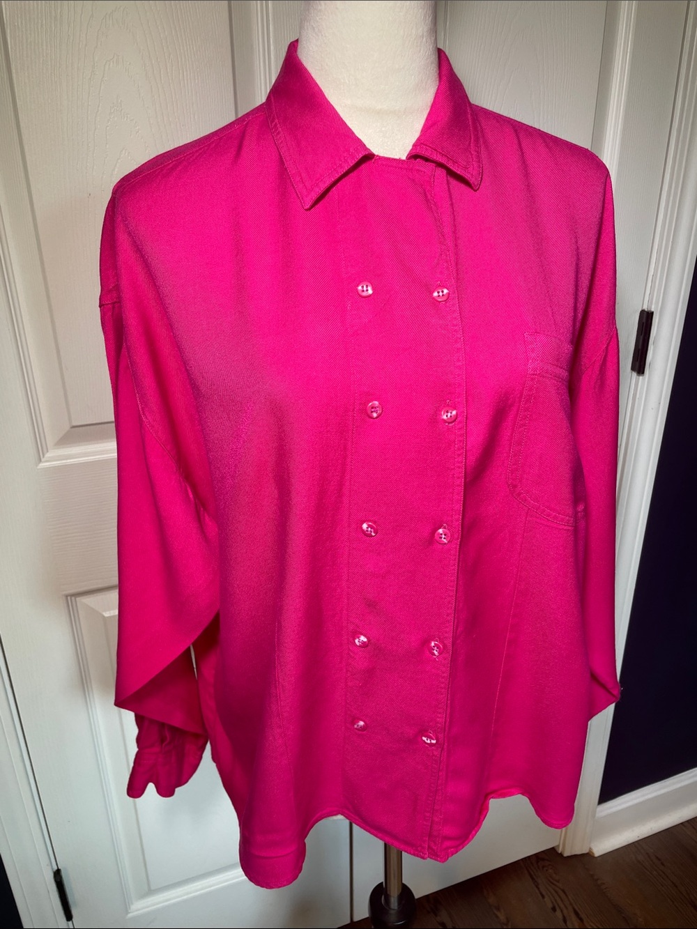 Vintage 90s City Triangles Hot Pink Double Breasted Blouse